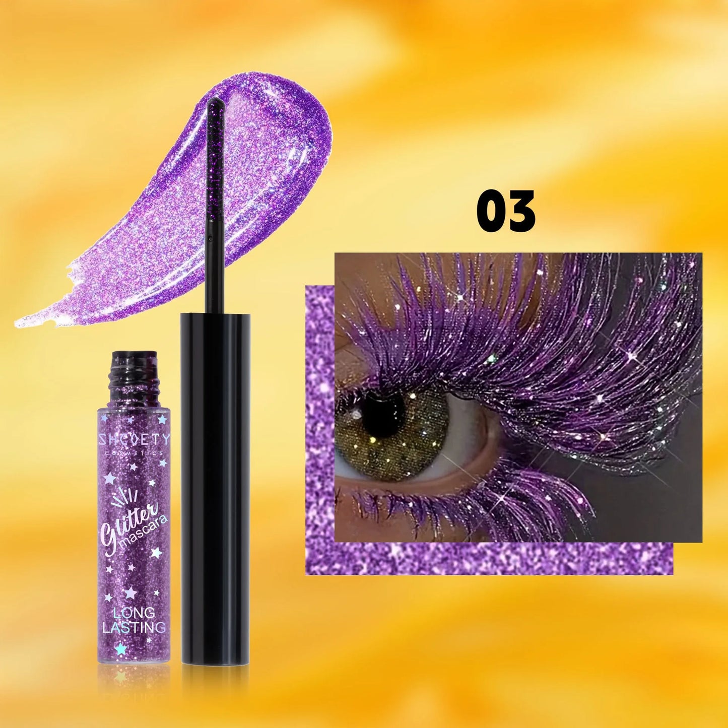 Mascara pailleté 5 couleurs or diamant perlé waterproof séchage rapide cils recourbés extensions coloré maquillage