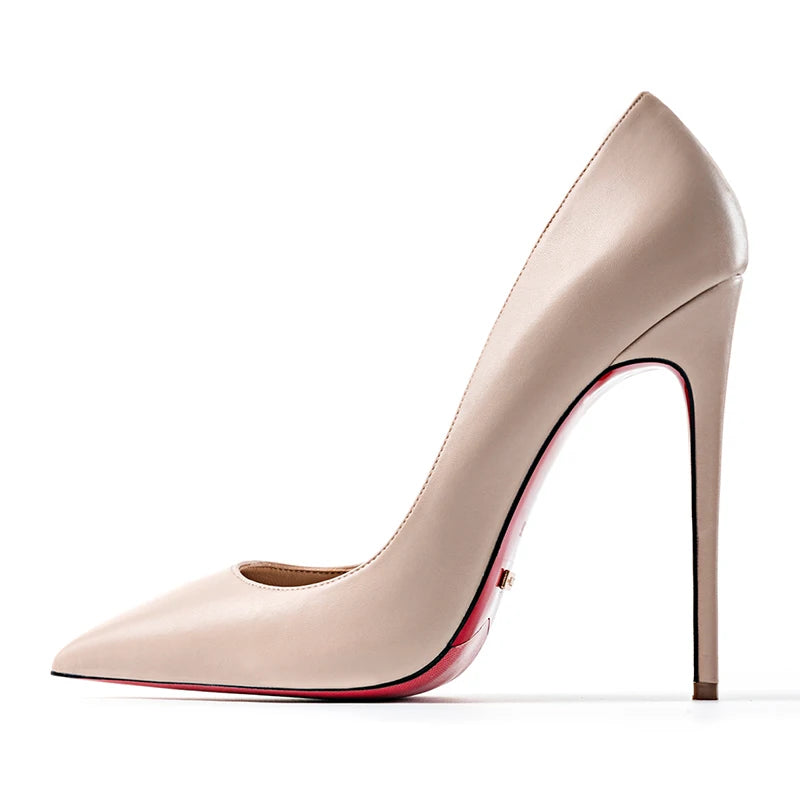 « Escarpins Femme Luxe – Talon 12 cm, Noir Mat, Semelle Rouge »