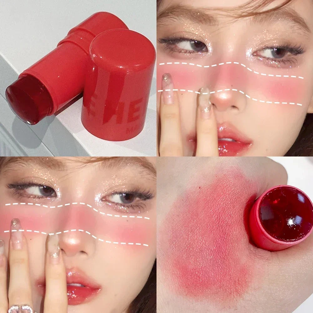 Blush & Rouge à Lèvres 2 en 1 — Texture Jelly, Double Usage pour Joues et Lèvres, Fini Mat et Teinte Translucide, Stick Blush, Maquillage pour Femmes