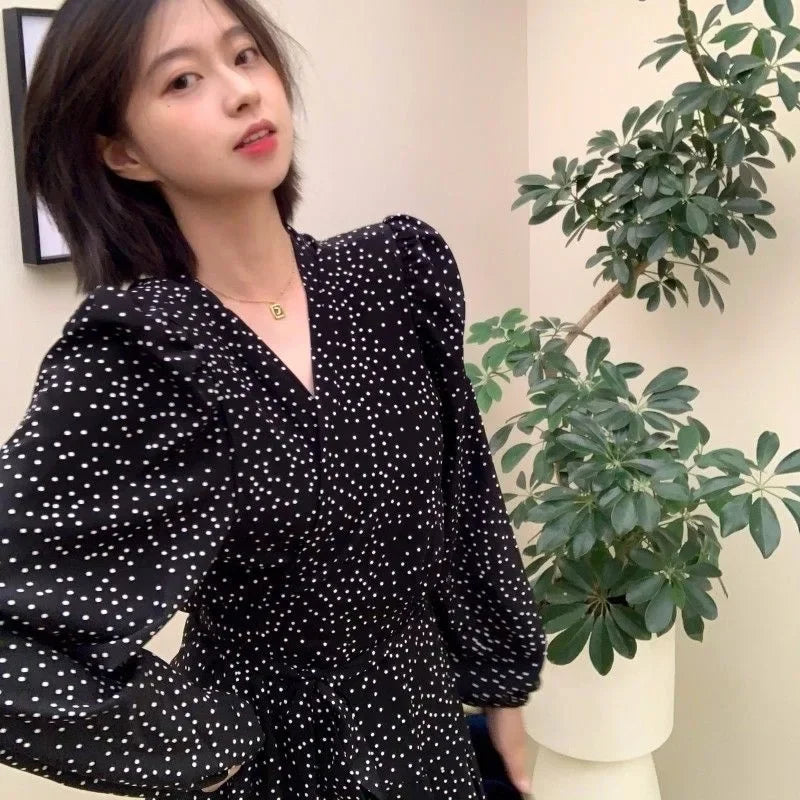 Robe Mi‑Longue Femme/Junior – Pois et Fleurs