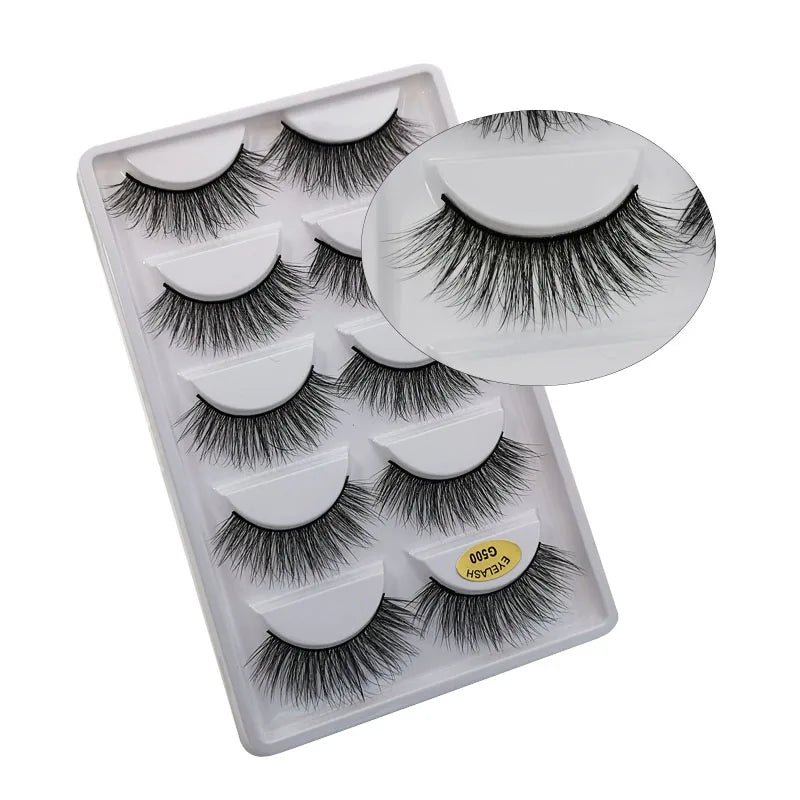 Lot de 10/8/5/3 Paires de Faux Cils 3D en Vison