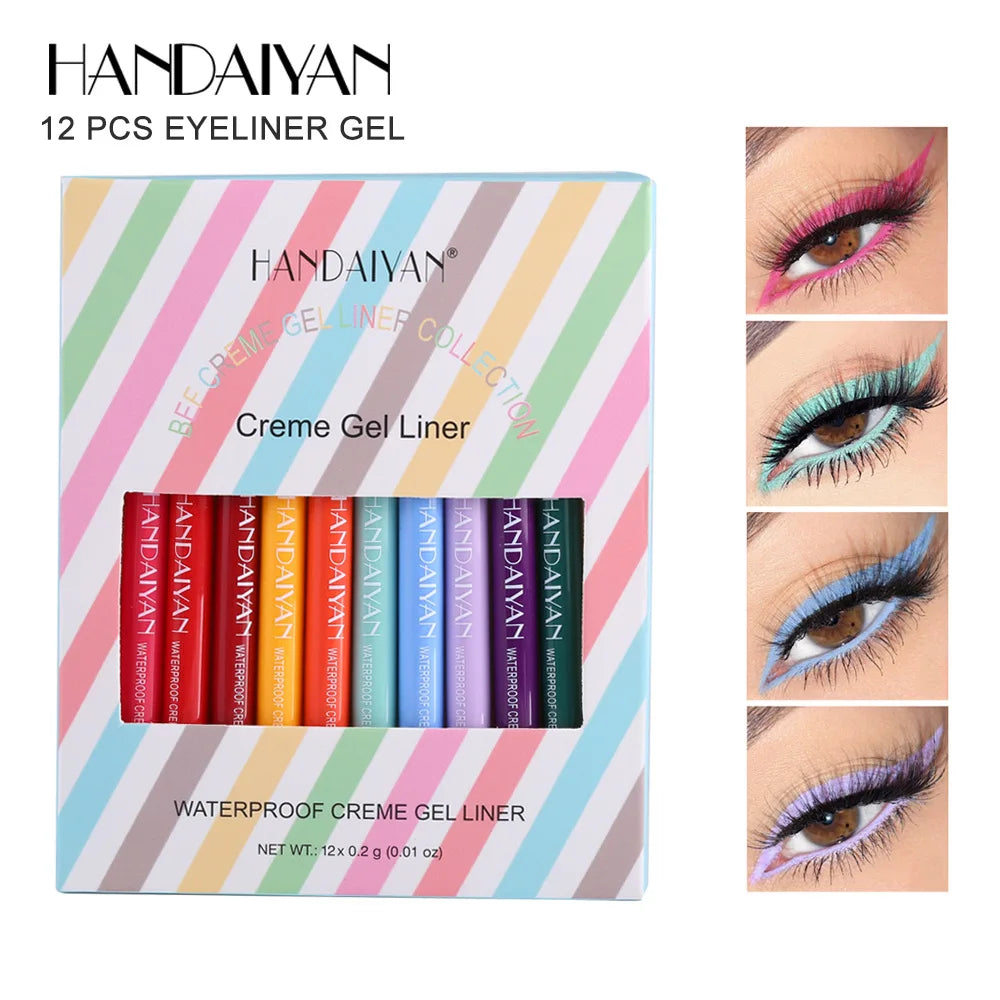 Set Crayons Eyeliner Crème – Waterproof, Longue Tenue, Gel Lisse, Maquillage des Yeux Professionnel, Couleurs Vibrantes