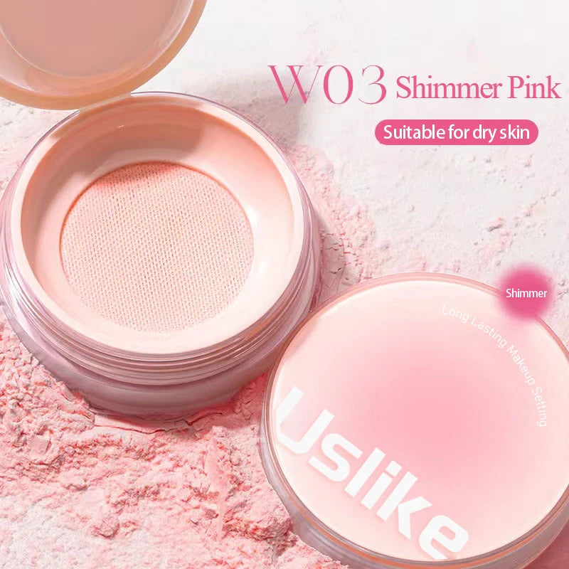 Poudre Fixante Rose Pailletée – 4 Couleurs, Longue Tenue, Contrôle du Sébum, Effet Nacré Naturel, Fini Mat ou Scintillant, Poudre Libre Maquillage Cosmétique