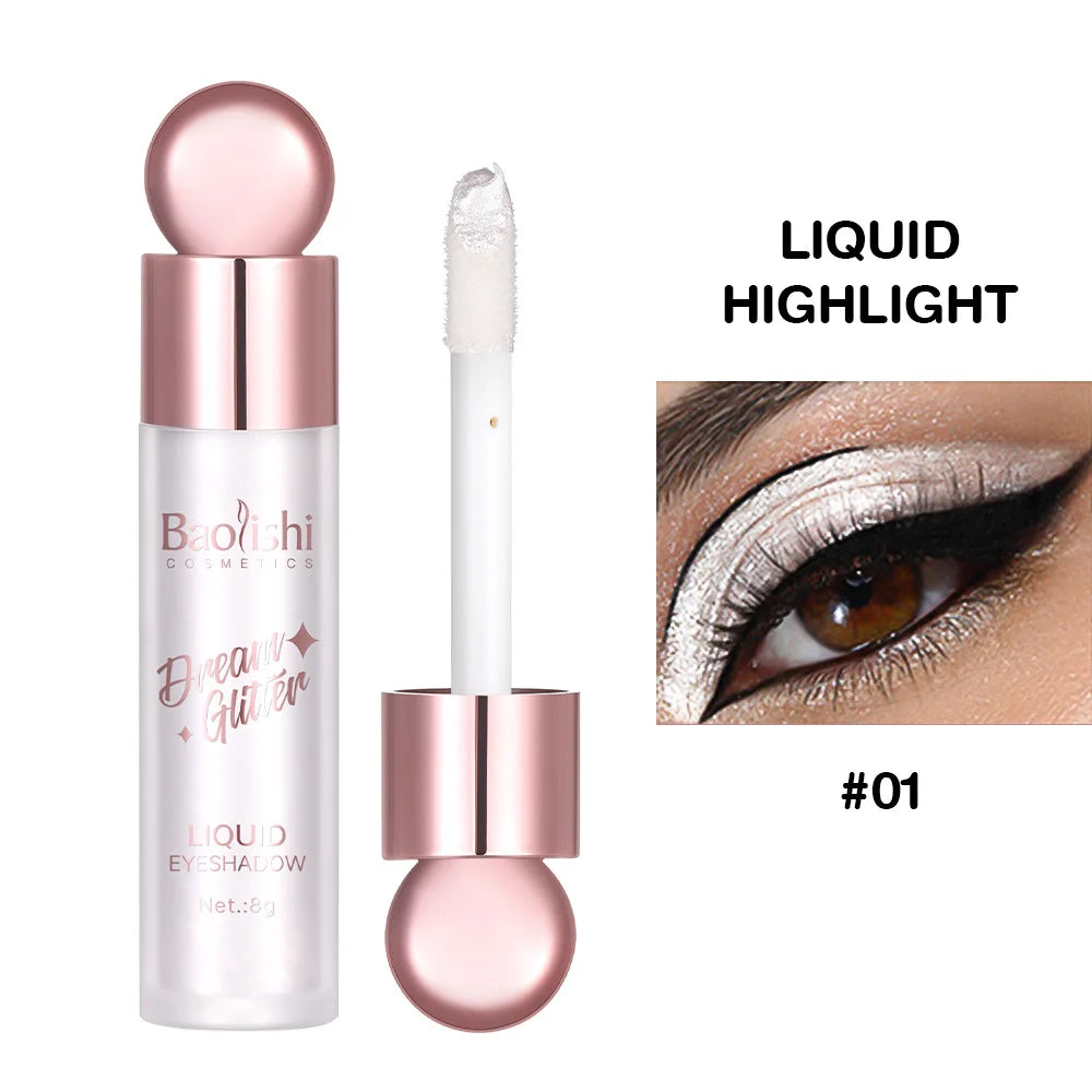 Fard à paupières liquide, cristallin et scintillant, perlé fin, monochrome, illuminateur yeux