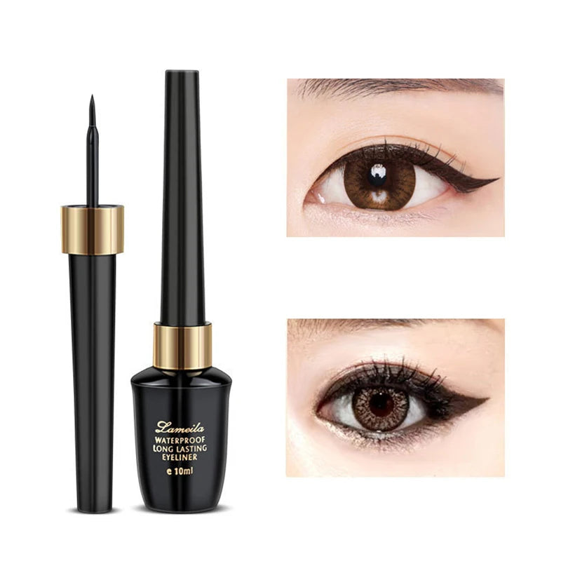 Eyeliner Liquide Noir Ultra-Fin — pointe petite brosse, waterproof, longue tenue, crayon pour yeux, maquillage durable