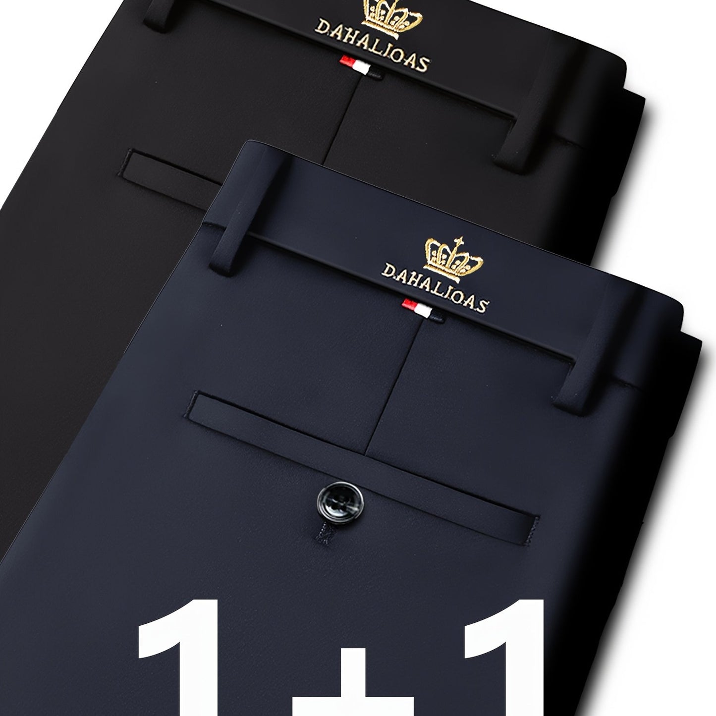 Pantalons business casual extensibles pour homme (2 pièces) – haute élasticité, infroissables, toutes saisons, logo, coupe régulière, lavables en machine, idéals bureau et événements sociaux