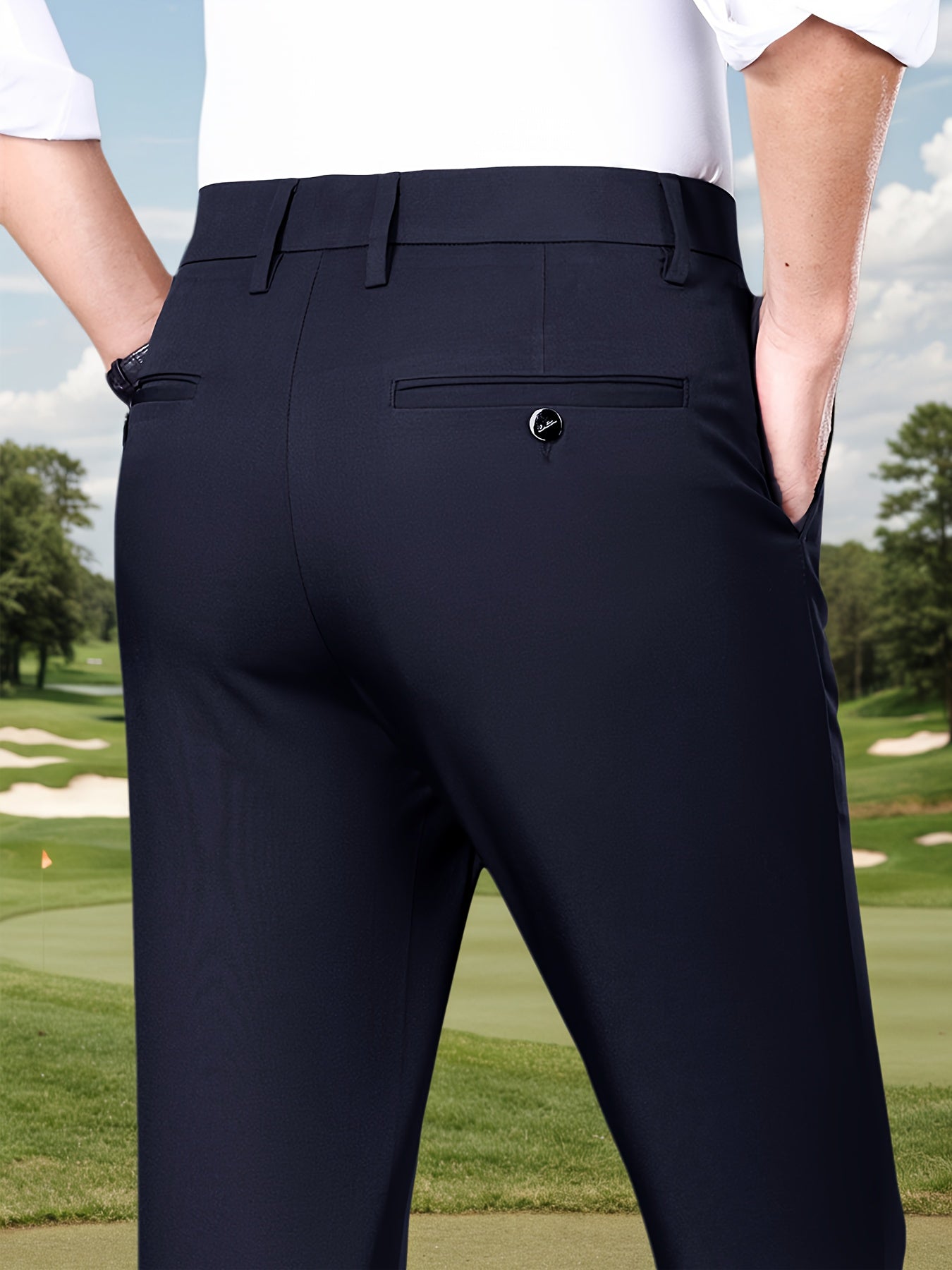 3pcs Men's Casual Dress Pants in Navy/Black/Gray - Elegant Comfortable Stretch Golf Trousers, Breathable Pocket Long Pants for Outdoor Activities - Business Dress Pants for Office/Travel/Work - Breathable Comfortable Fabric