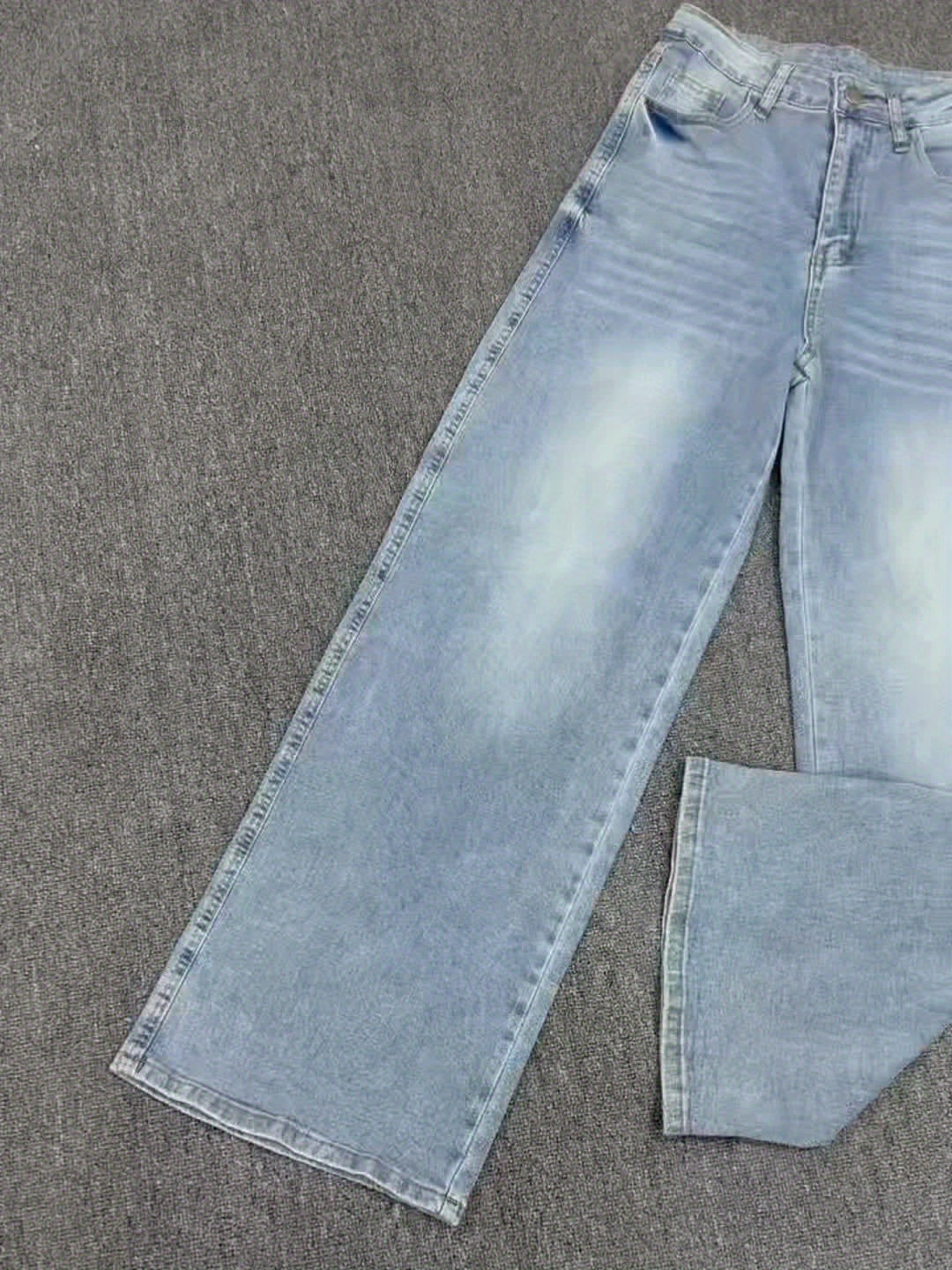 Jeans Femme Taille Haute Coupe Droite – Bleu Clair, Confortable, Style Décontracté Élégant, Toutes Saisons