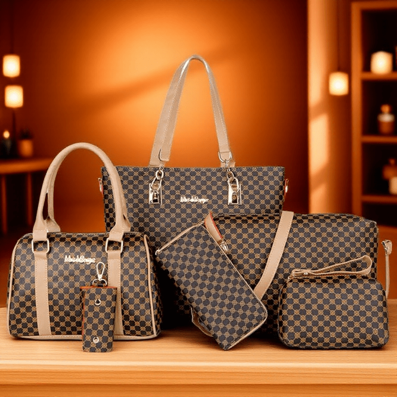 Set de 6 Sacs Cabas Grande Capacité – Motif Floral à la Mode, Léger et Durable, Indispensable pour Déplacements Quotidiens, Voyages et Rangement