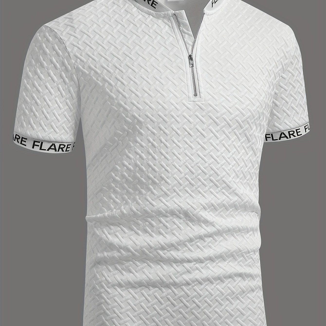 Men'S Casual Short Sleeve Polo Shirt with Stand Collar & Zipper Detail - Olive Green, Breathable Summer Top for Casual Attire, Casual Attire, |stand Collar Shirt|zipper Closure Shirt