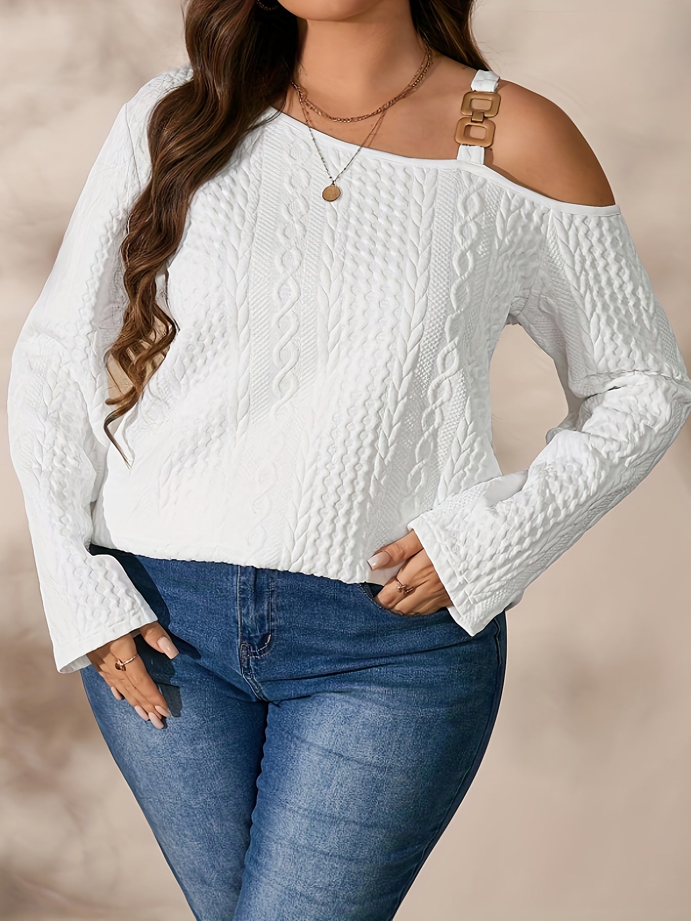 Tunique femme grande taille élégante, oversize, une épaule, manches longues, col rond, ourlet asymétrique, hiver, polyvalente casual et formelle