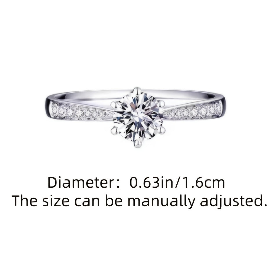 1pc, a Ring for Women Made of Simulated Zirconia, Featuring an Adjustable Open Design, Suitable for Wearing During Wedding Proposals, And a Perfect Gift for Valentine'S Day.