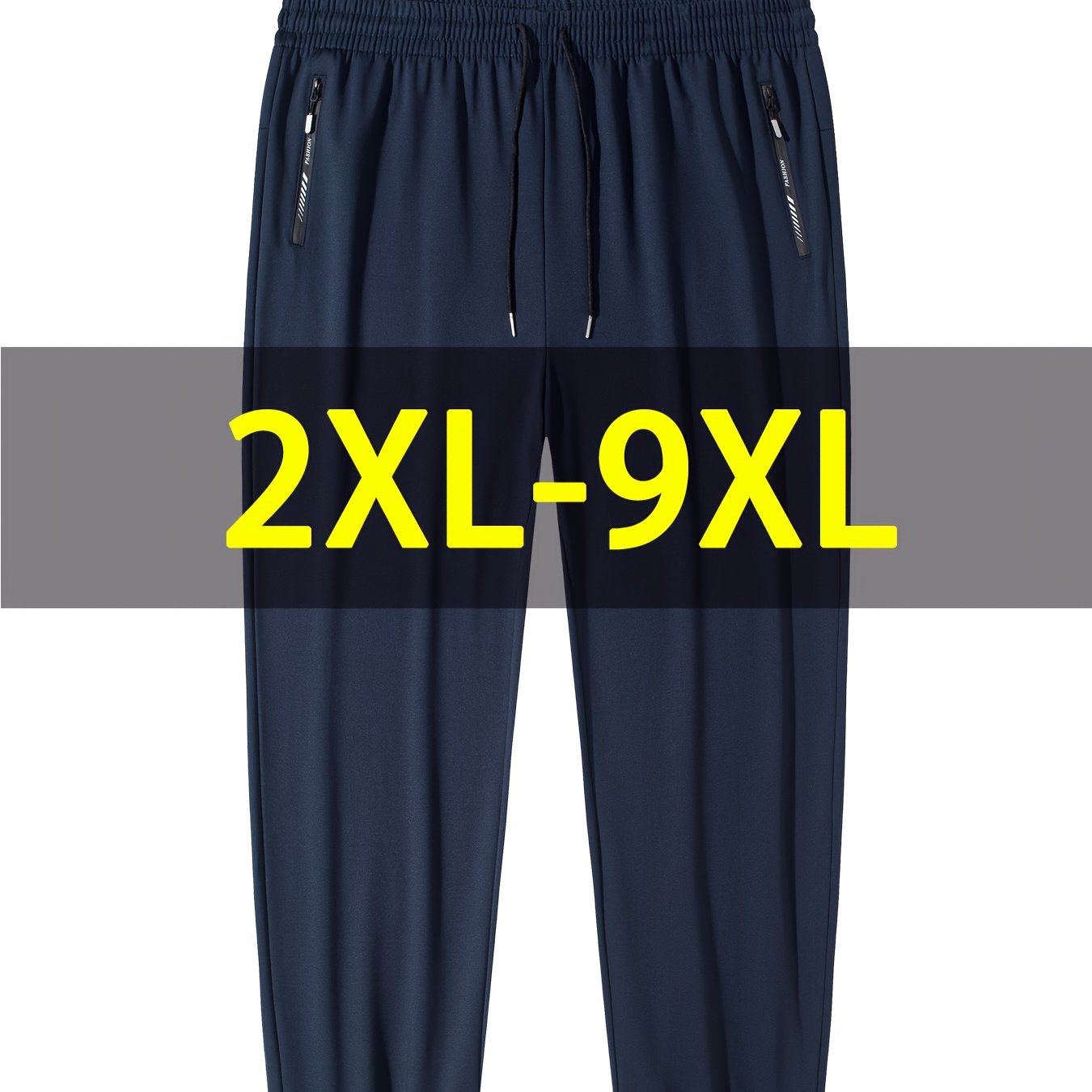 Joggers grande taille pour homme (2XL–9XL) – tissu stretch à séchage rapide, taille élastique à cordon, coupe ample, idéals gym, running et usage quotidien, couleurs noir, gris et bleu