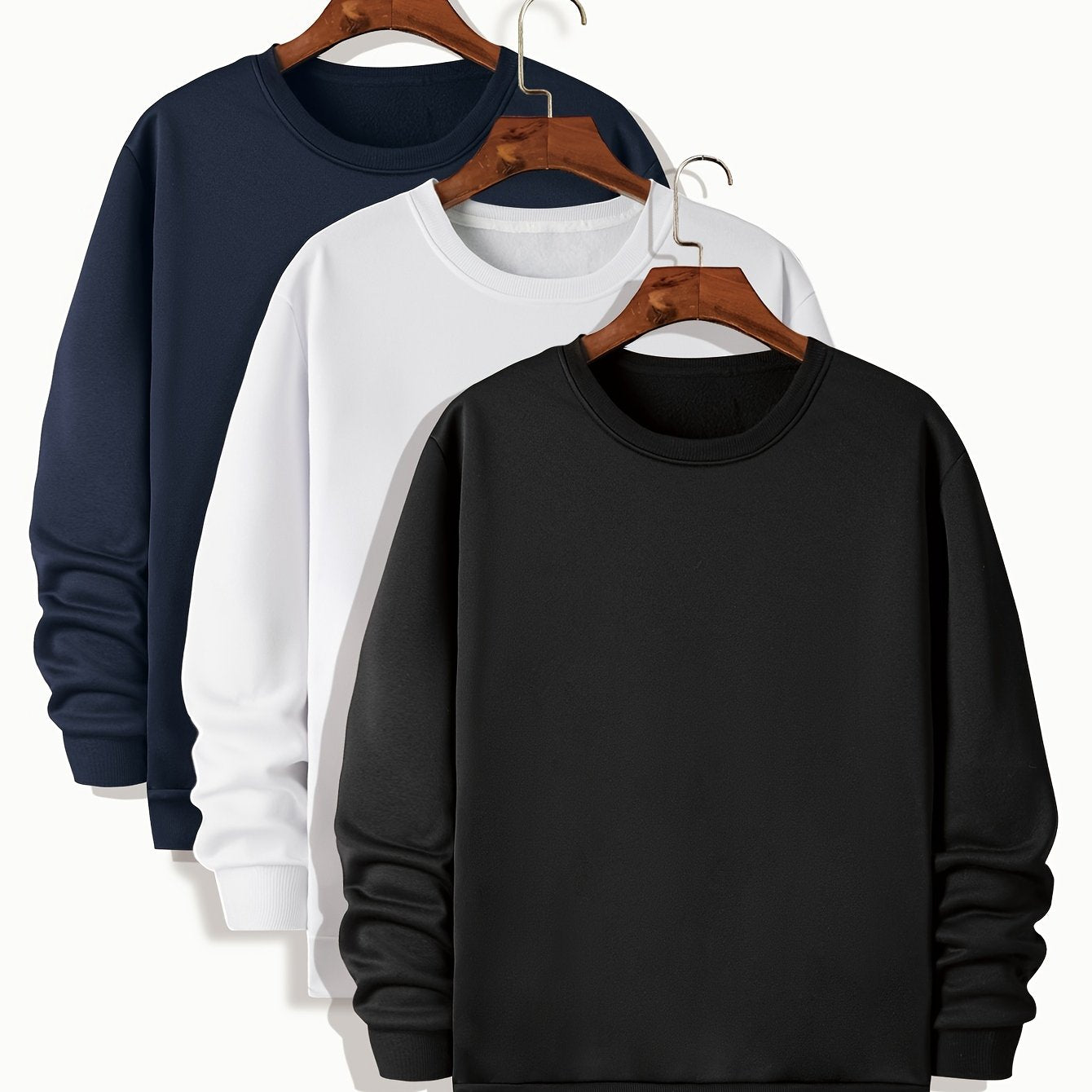 3pcs Sweatshirts Homme Grande Taille – Col Rond, Manches Longues, Printemps/Automne/Hiver