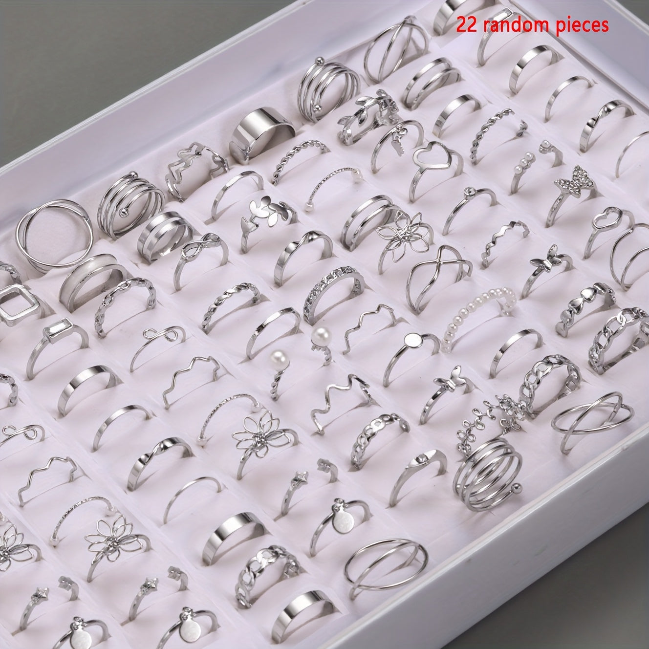 22/66pcs Set of Stylish And Elegant Geometric Stacked Rings Featuring Butterfly, Heart, And Star Elements, Perfect for Women'S Daily Outings And Parties, Versatile Fashion Jewelry for Christmas, Halloween, And Valentine'S Day