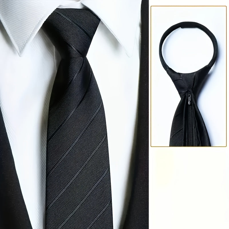 Lot de 3 Cravates Homme à Fermeture Éclair – Noir, Tenue Formelle