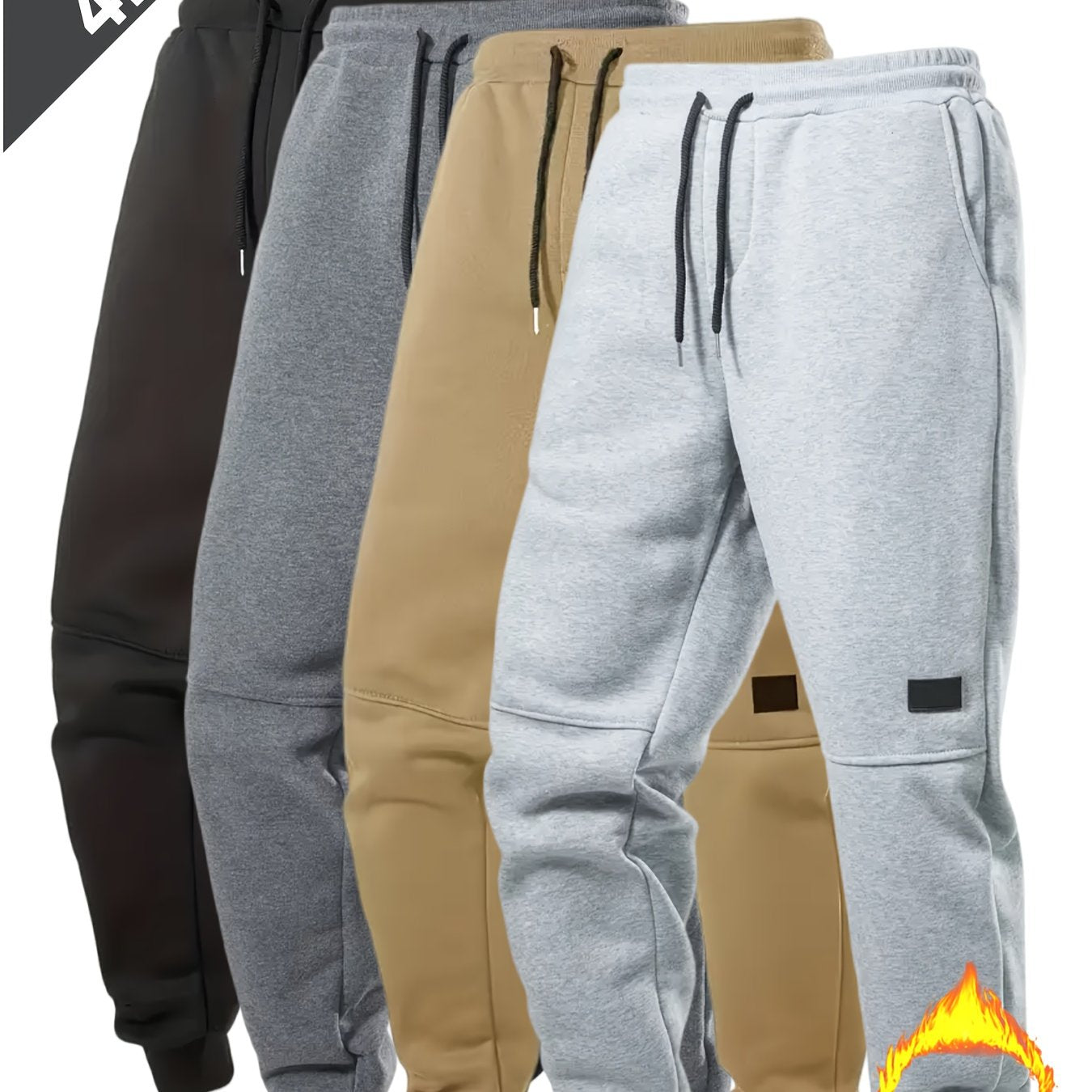 4pcs Joggers Homme – Polaire, Cordon, Casual & Sport, Automne/Hiver