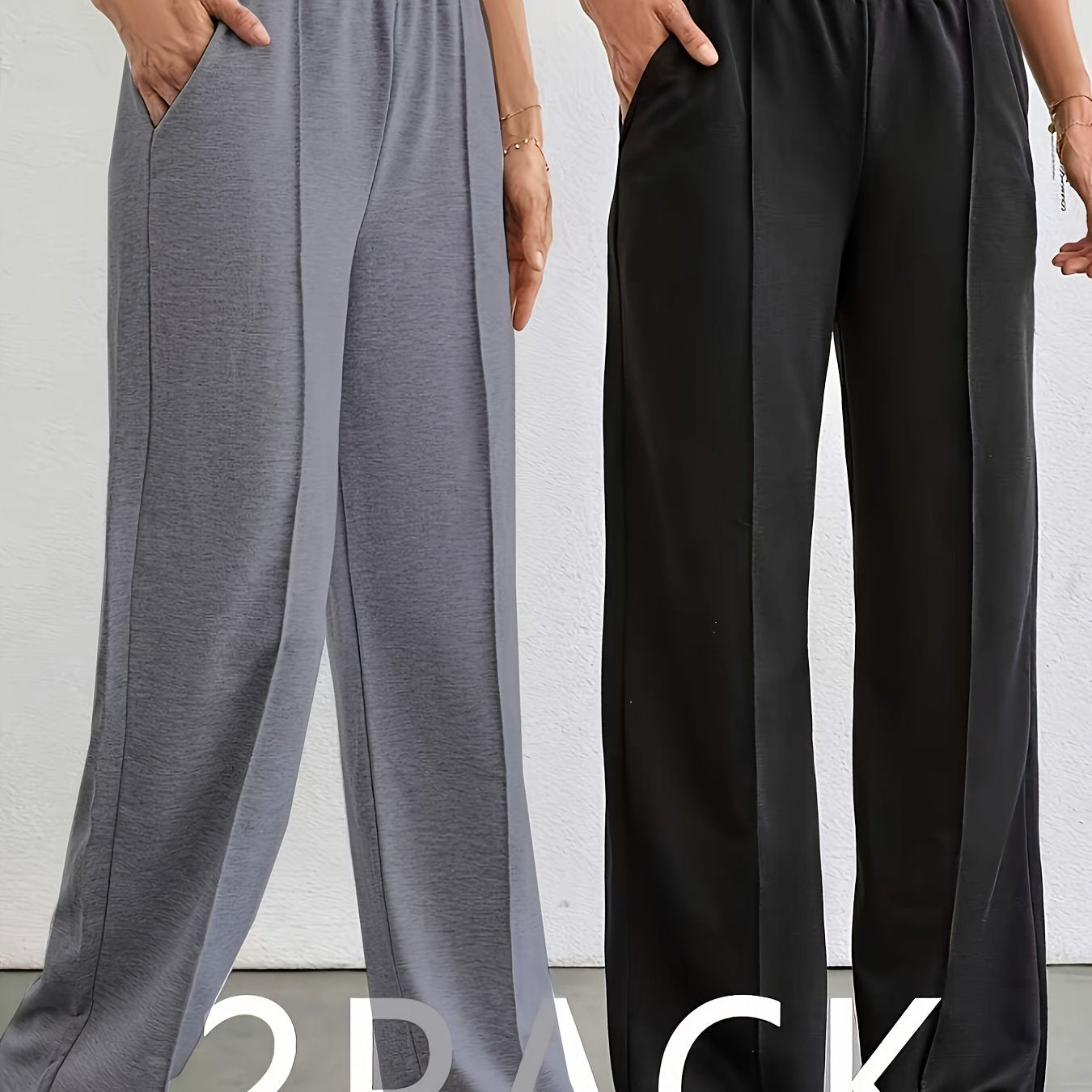 Lot de 2 Joggers Femme – Gris et Noir, Confortables et Polyvalents