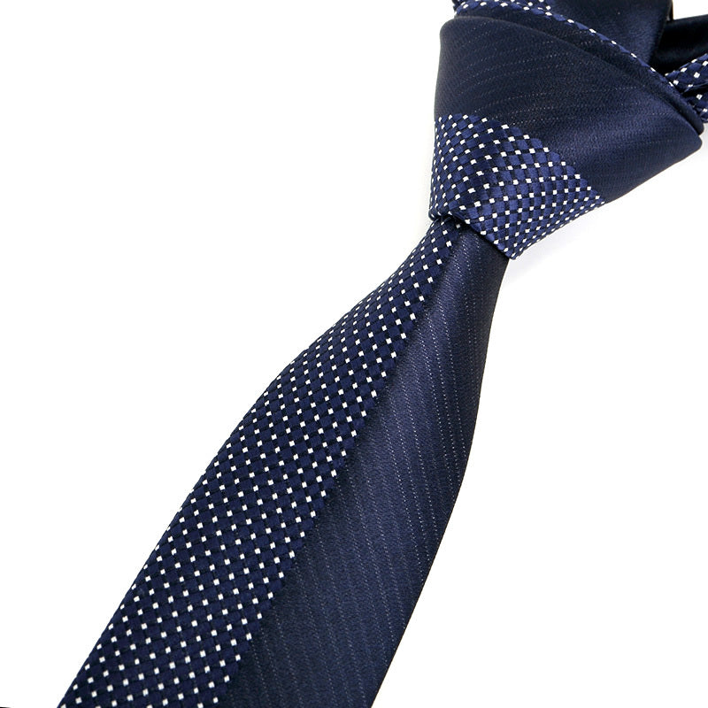 Cravate Homme Slim 5,99 cm – Bleu Marine à Pois Blancs, Élégante pour Bureau et Mariage