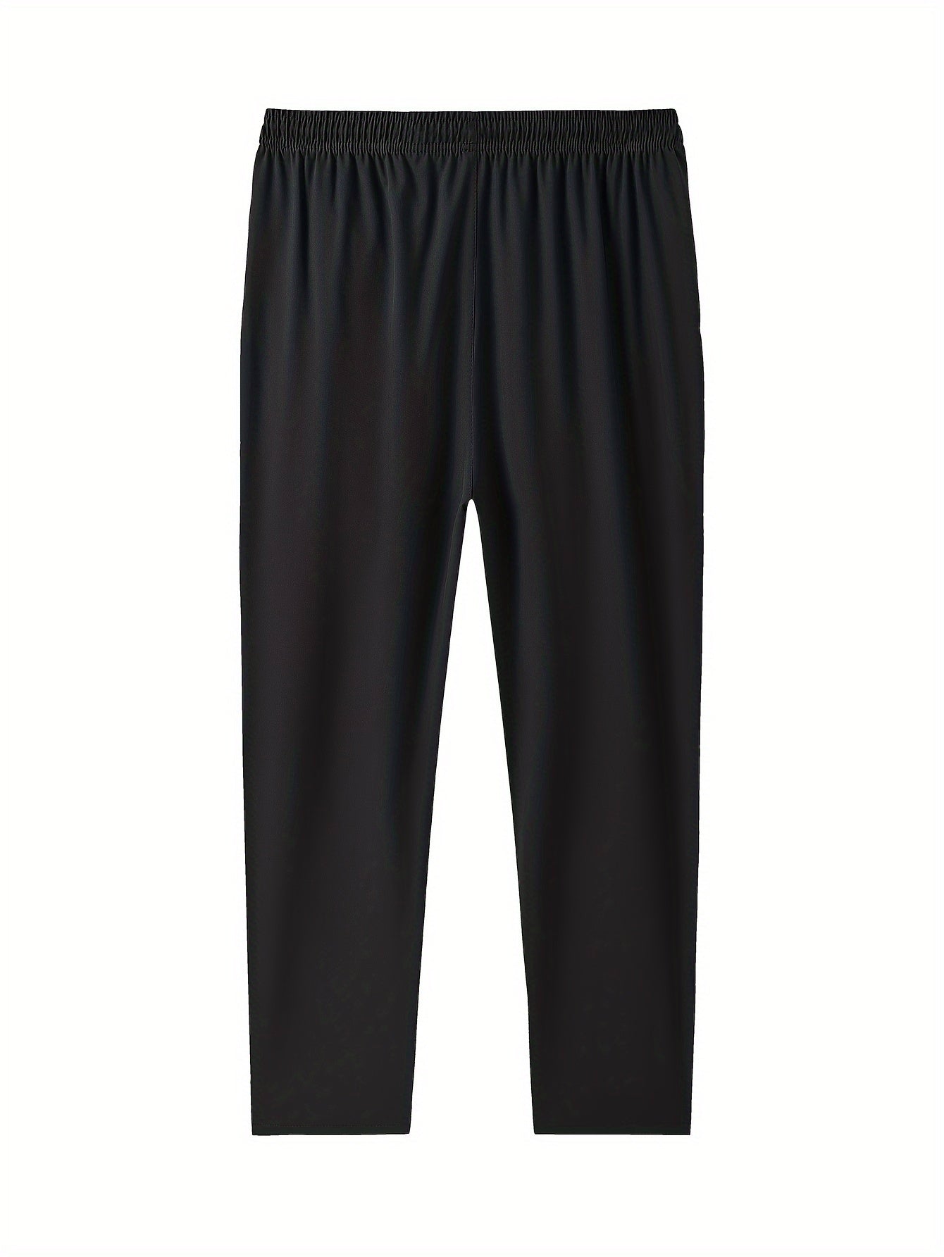 3pcs Pantalons Homme Grande Taille – Casual, Cordon Élastique, Poches Zippées, Noir & Bleu