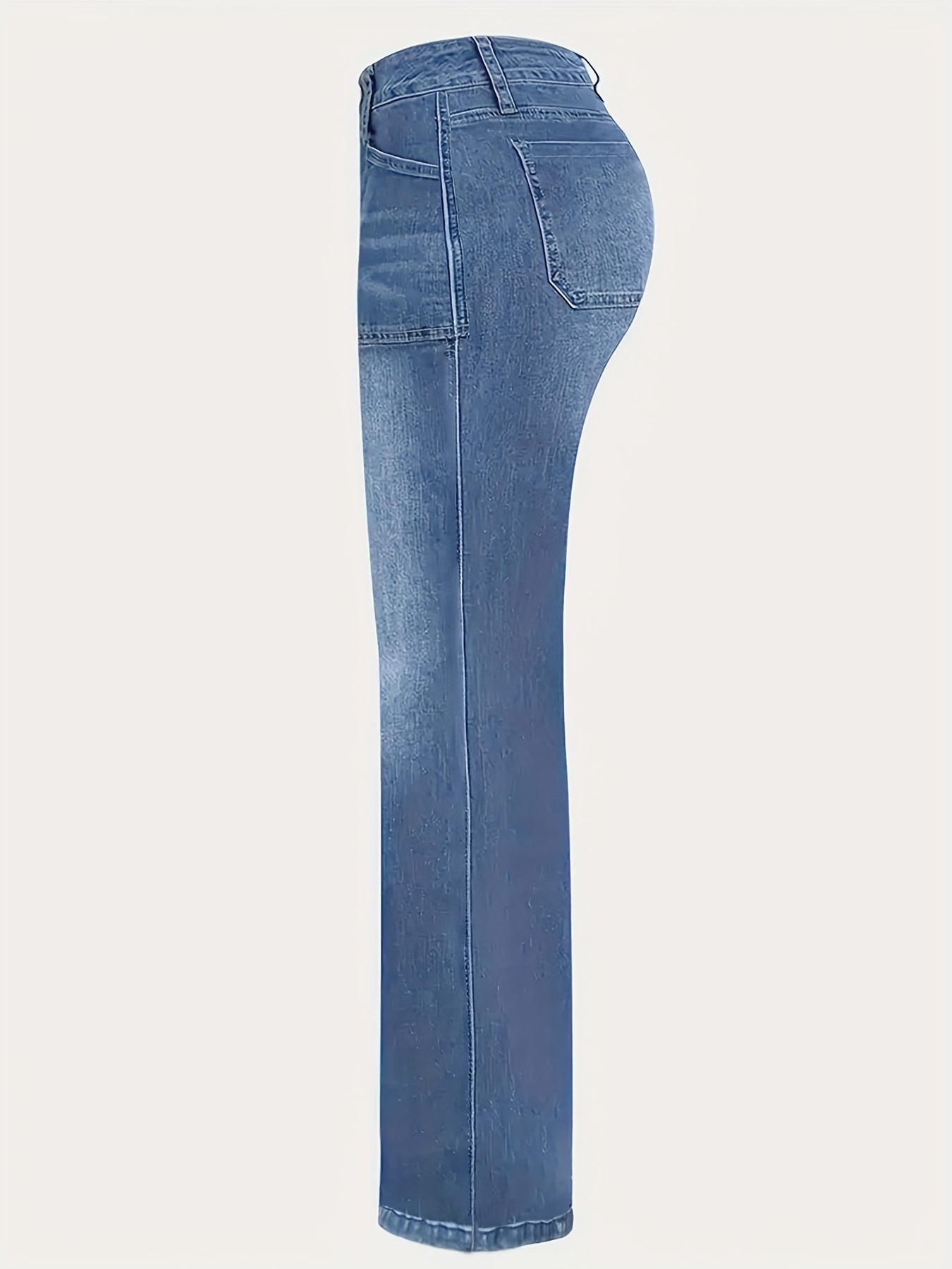 Jeans Femme Extensible Coupe Ample Jambe Droite Bleu Clair Poches Style Rétro 90s Décontracté Toute Saison Confortable Bureau et Voyage
