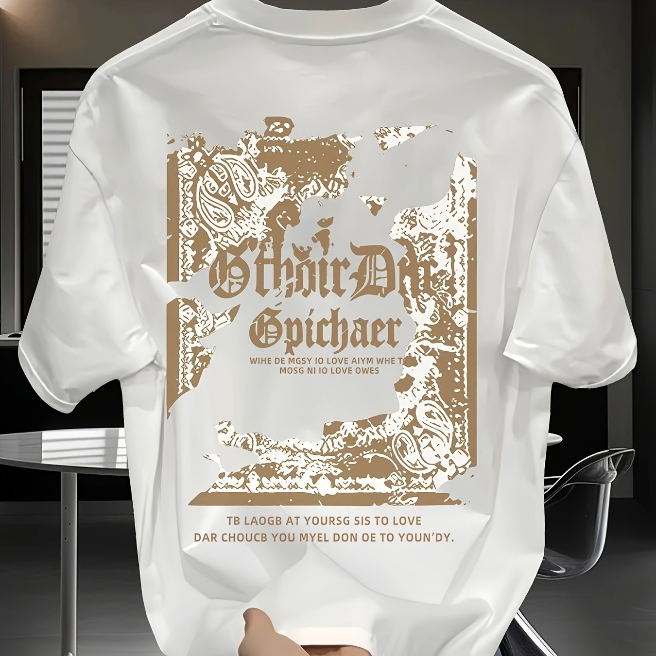 Heavy pure cotton trendy brand printed short-sleeved T-shirt Men's summer new casual large-size loose versatile top