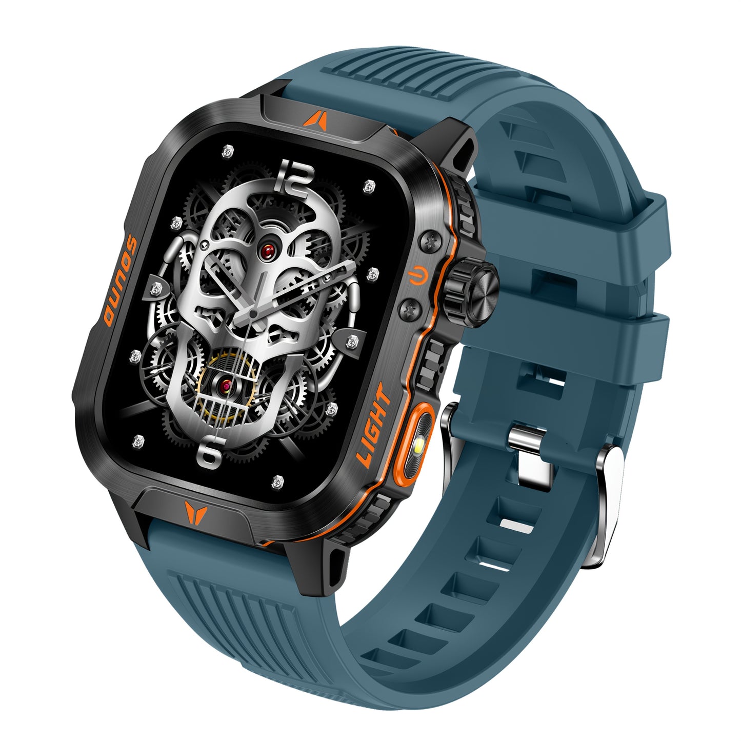 Outdoor smart watch, wireless calling, sports watch, compass, altimeter, barometer, LED flashlight, IP68, pedometer, fitness tracker, multimedia information viewing, weather 100+ sports modes, suitable for Android iPhone, Men