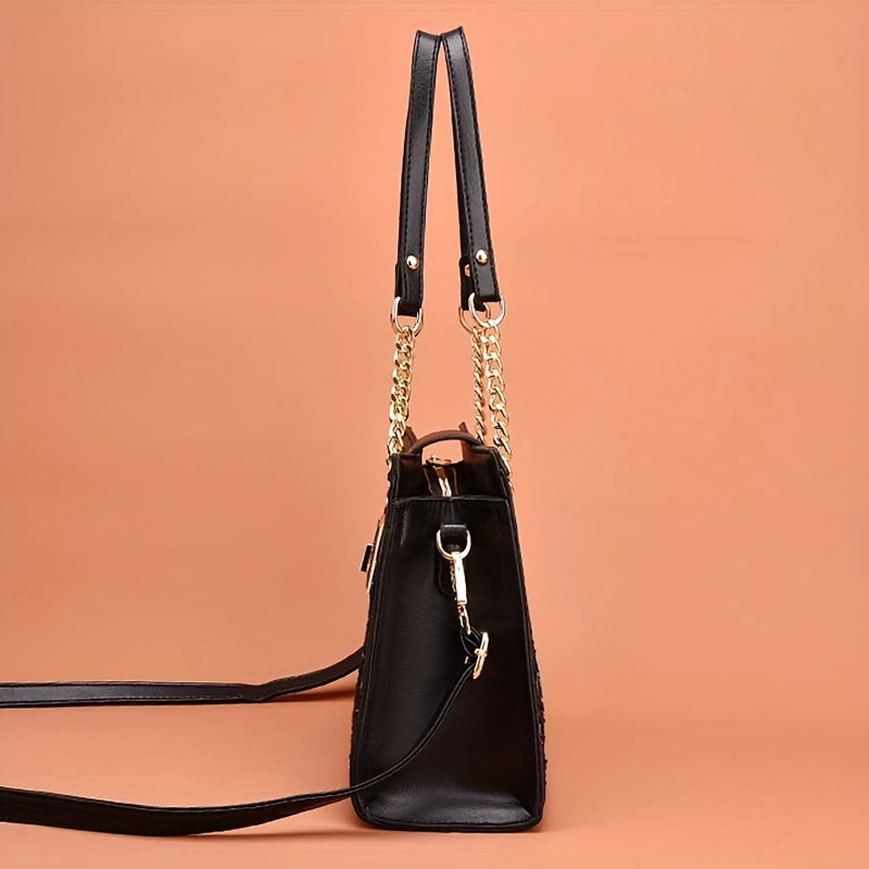 Sac Bandoulière Femme – Grande Capacité, Lanière Chaîne, Cuir Synthétique Premium, Sac à Main Tendance et Élégant