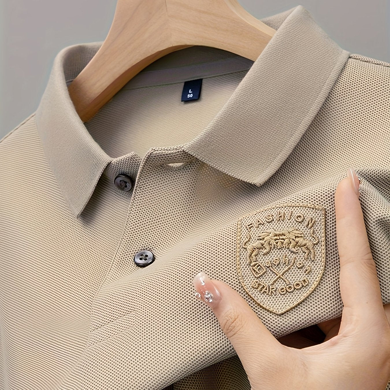 Men's Summer Shirt - Beige - Breathable Button-like collar - Formal & Casual Business-casual Attire - Machine Washable, Comfortable Daily Wear, Breathable Fabric