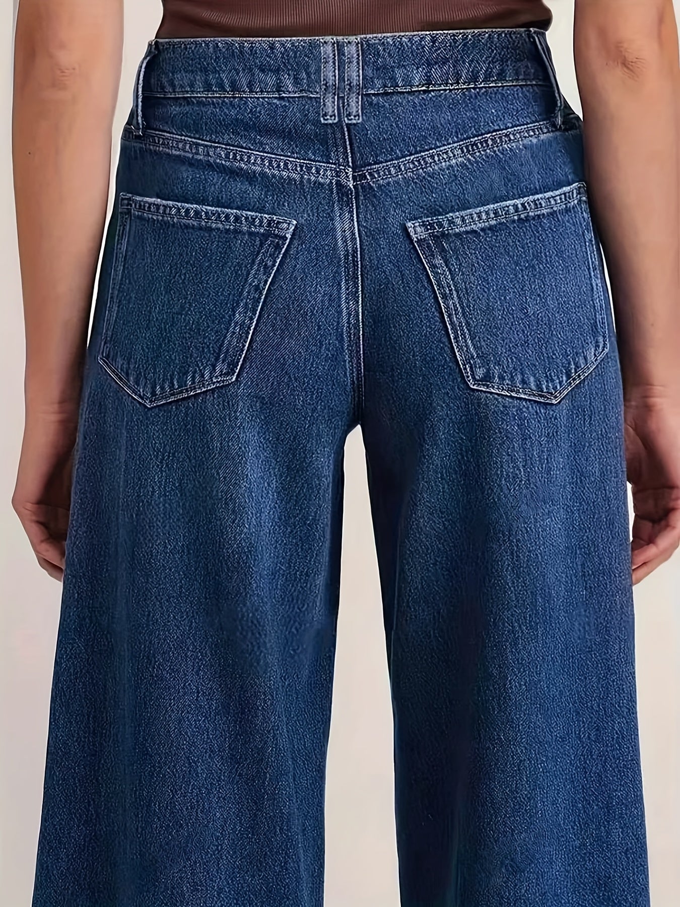 Jeans Femme Vintage Jambe Droite Bleu Classique Non Extensible Boutons Toute Saison Décontracté et Formel Durable