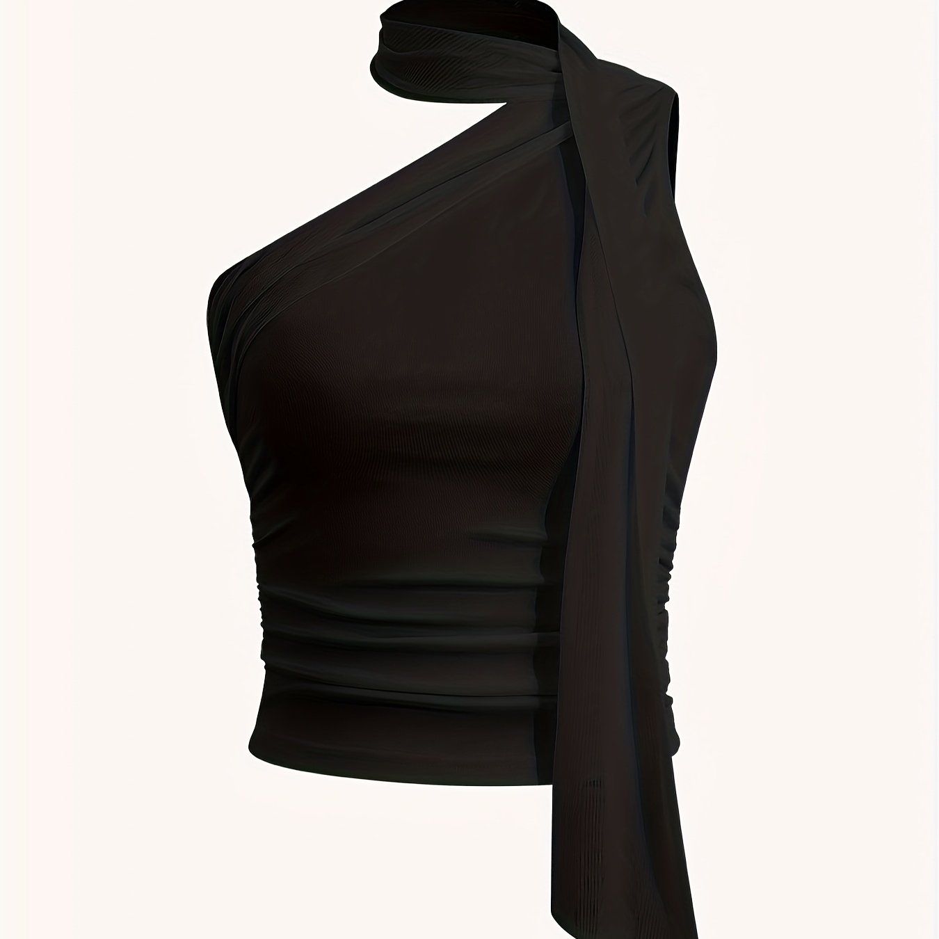 Top femme sexy asymétrique/une épaule – taille réglable à cordon, crop top ajusté, parfait pour fêtes, sorties ou tenue décontractée, non transparent, blouse d’été facile d’entretien, essentiel chic
