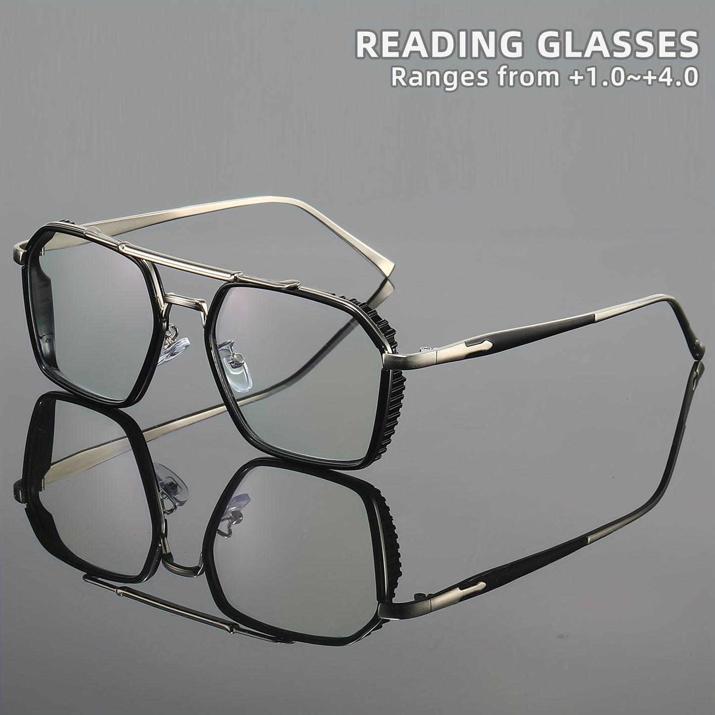 Men's metal PC inner circle square fashionable classic reading glasses for reading, reading, playing games, high-end elderly farsightedness reading glasses for presbyopia,christmas gifts