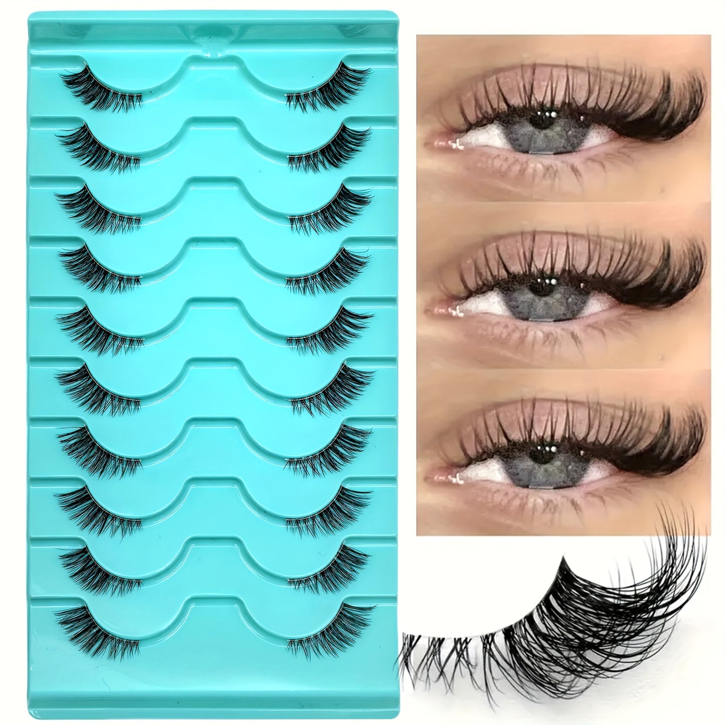 10 Paires de Demi-Cils – 5-10 mm, Cils d’Angle Wispy, Demi-Cils Naturels, Réutilisables, Faciles à Poser, Parfaits pour Toutes Occasions