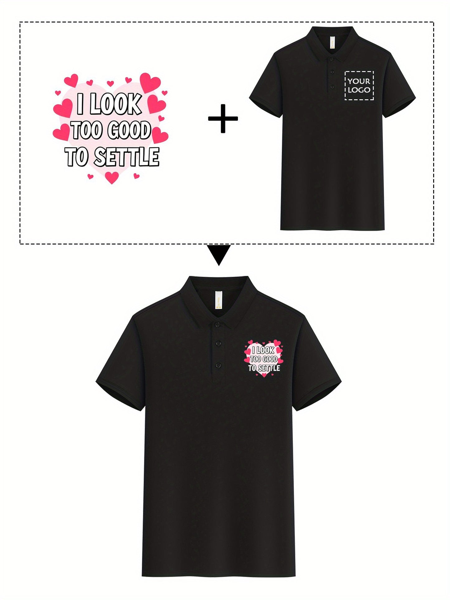 Custom 5pcs, Personalized Logo Print Polo Shirt with a Light Business Style, Made of 100% Polyester, Summer Men'S Striped Short-Sleeve Shirt, Digital Heat Transfer Printing, Casual Outing Fashionable Lapel T-Shirt, Comfortabl