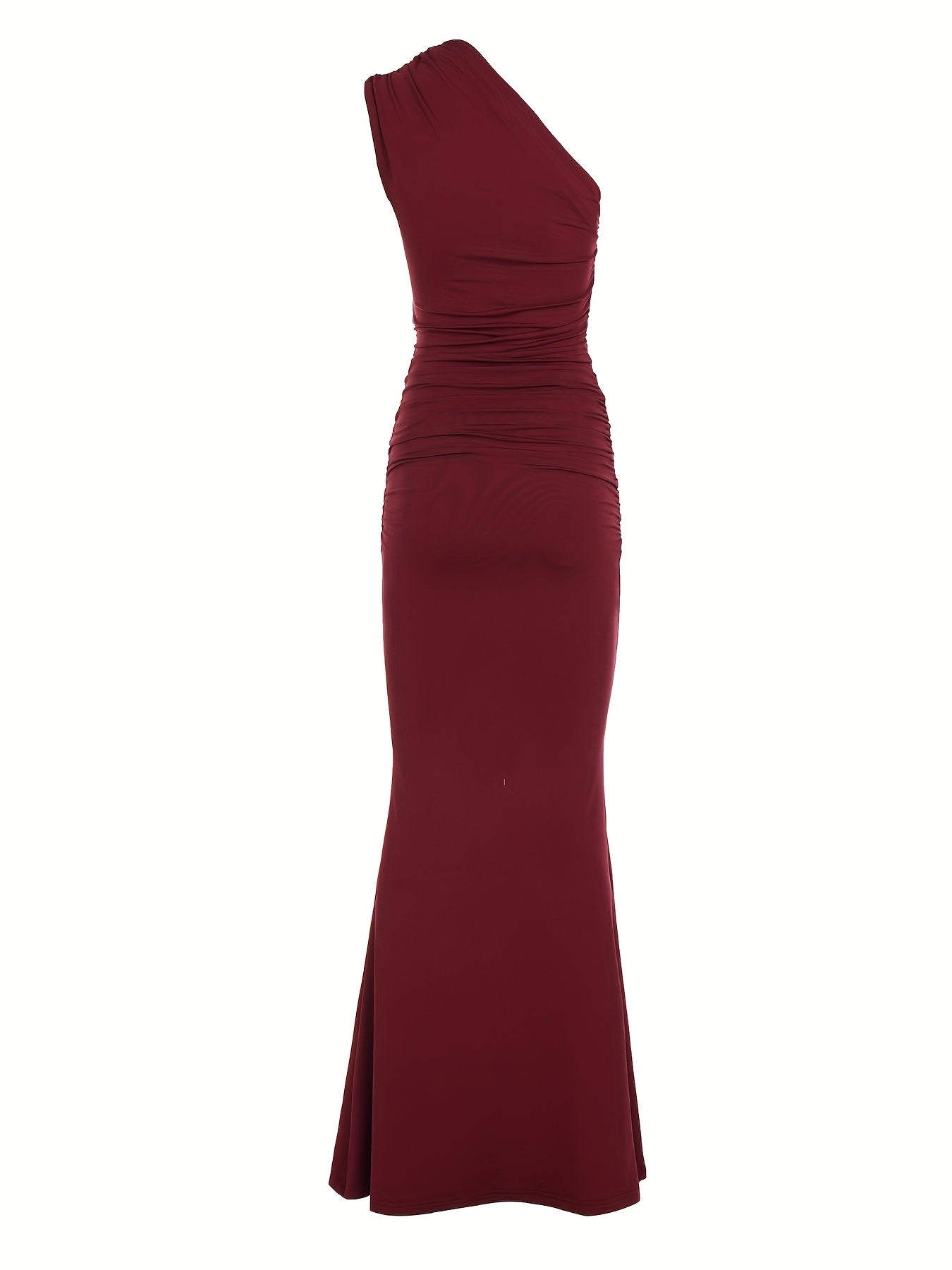 Robe Sirène/Bodycon Bordeaux/Rouge Foncé — Bretelle Unique, Robe Longue, Parfaite pour Invitées de Mariage, Prom et Soirées, Lavable en Machine, Tenue Élégante Formelle pour Galas et Occasions Spéciales
