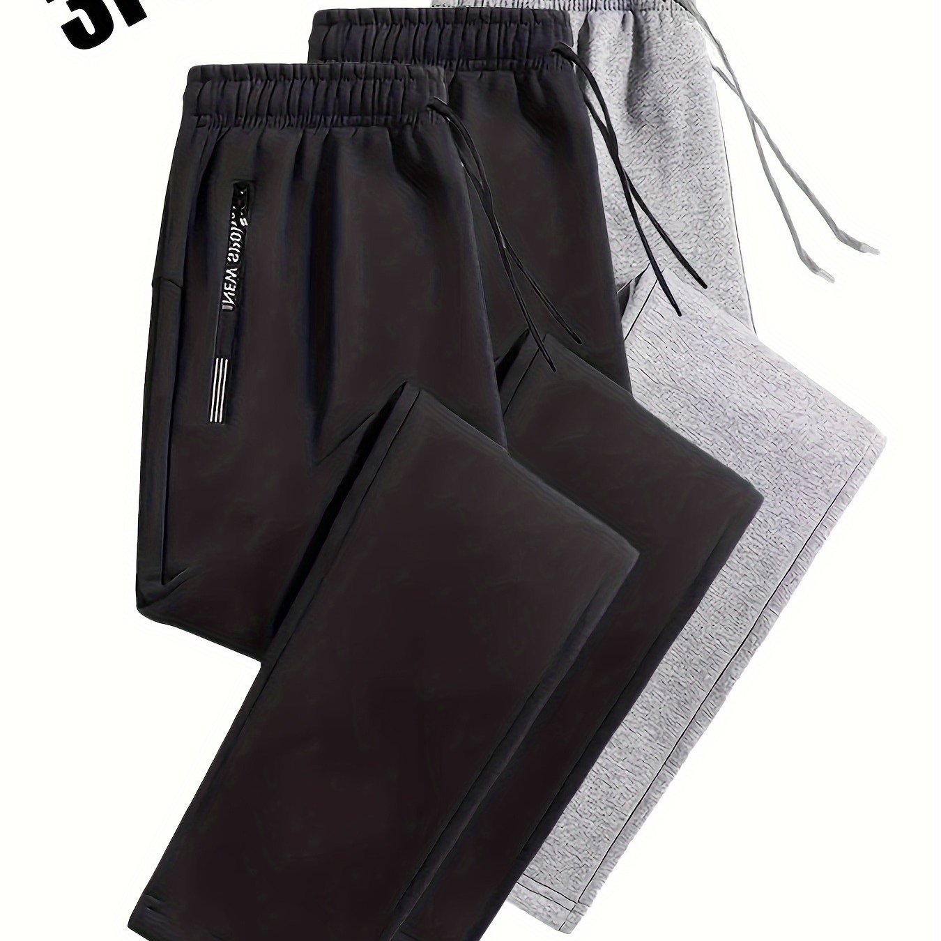 3pcs Joggers Homme – Confortables, Cordon Élastique, Poches Zippées, Casual & Sport, Tout Saison