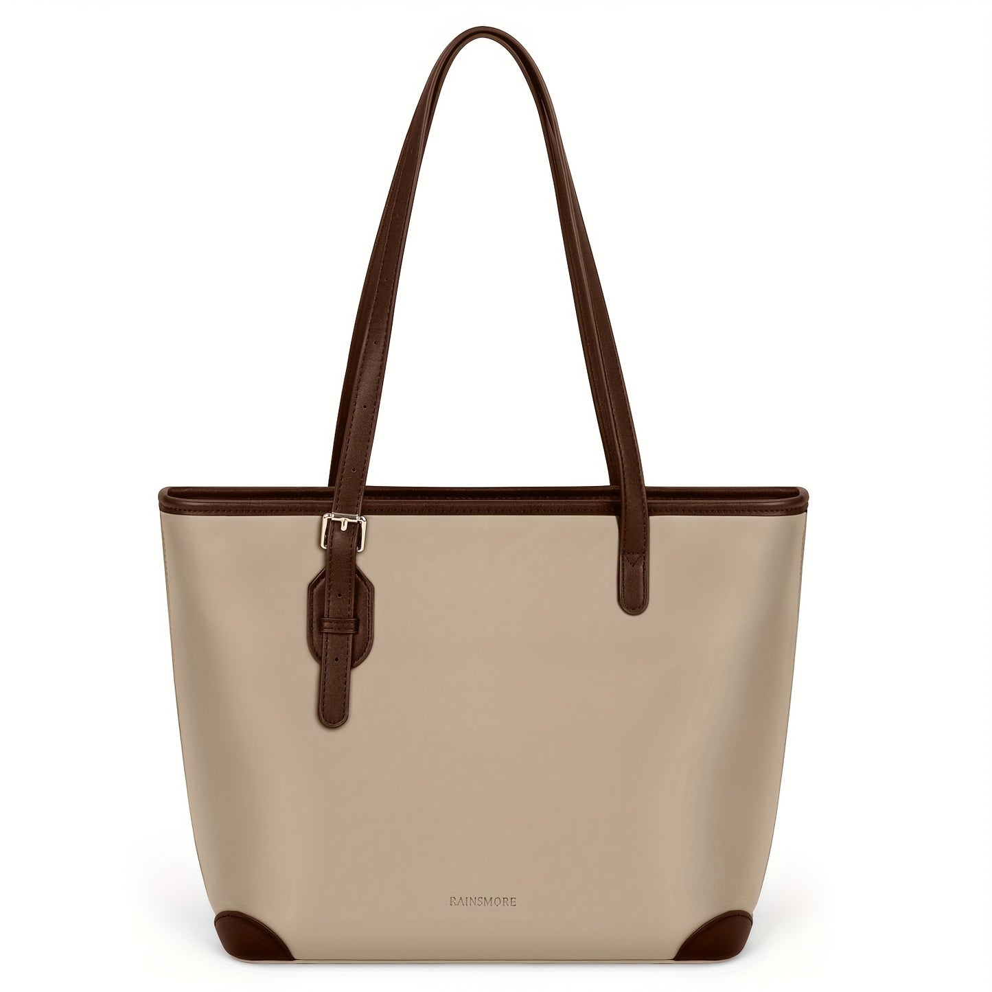 Sac cabas pour ordinateur portable femme en simili cuir – grande capacité avec compartiment tablette, léger et élégant, noir ou marron clair, parfait pour le travail et usage quotidien