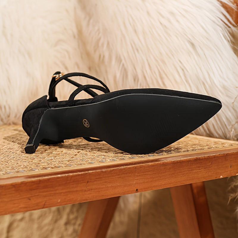 Nouveaux Escarpins Femme – Talons Fins, Bout Pointu, Design Ajouré, Sandales à Brides Croisées, Chaussures Élégantes et Affinantes