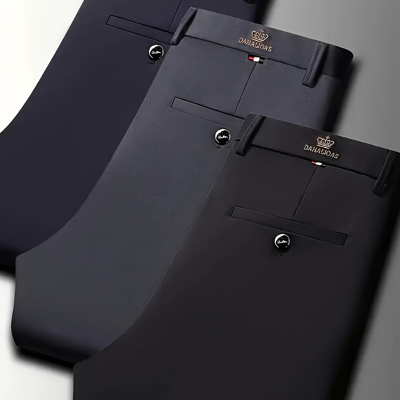 Three-Pack High-Elasticity Men's Business Casual Trousers, Wrinkle- and No Ironing Required for All Seasons, Professional Style, Classic Design, Premium Craftsmanship, Machine-Washable Fashionable Men's Wear, Super Comfortabl