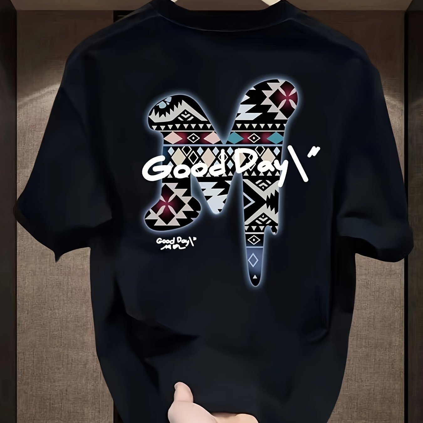 Heavy cotton T-shirt for Men's versatile large size loose summer trendy brand printed handsome youth top