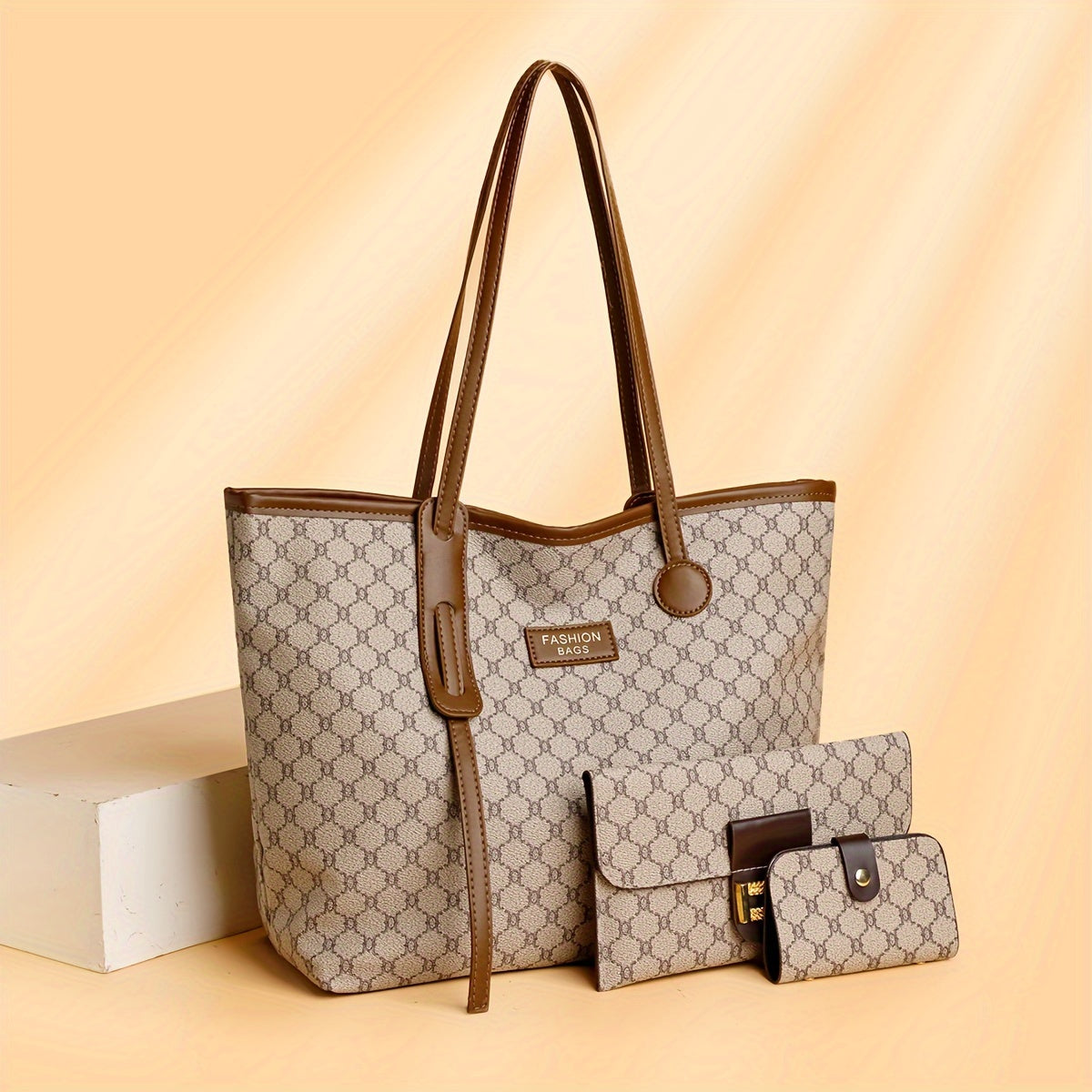 Sac femme tendance grand format ensemble tote + 2 sacs