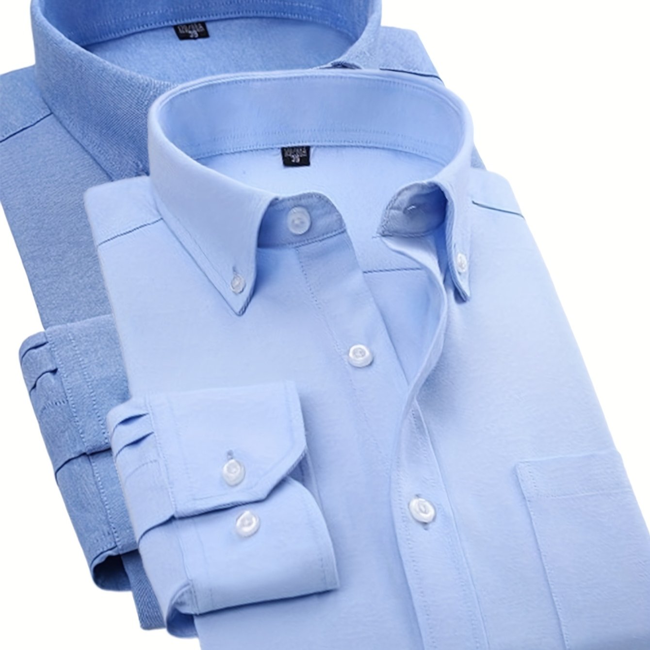 Men'S Oxford Cloth Shirt Two-Piece Set Durable and Wear-Resistant Business Casual Suit Versatile Commuter Outfit Solid Color Button-Up Shirt