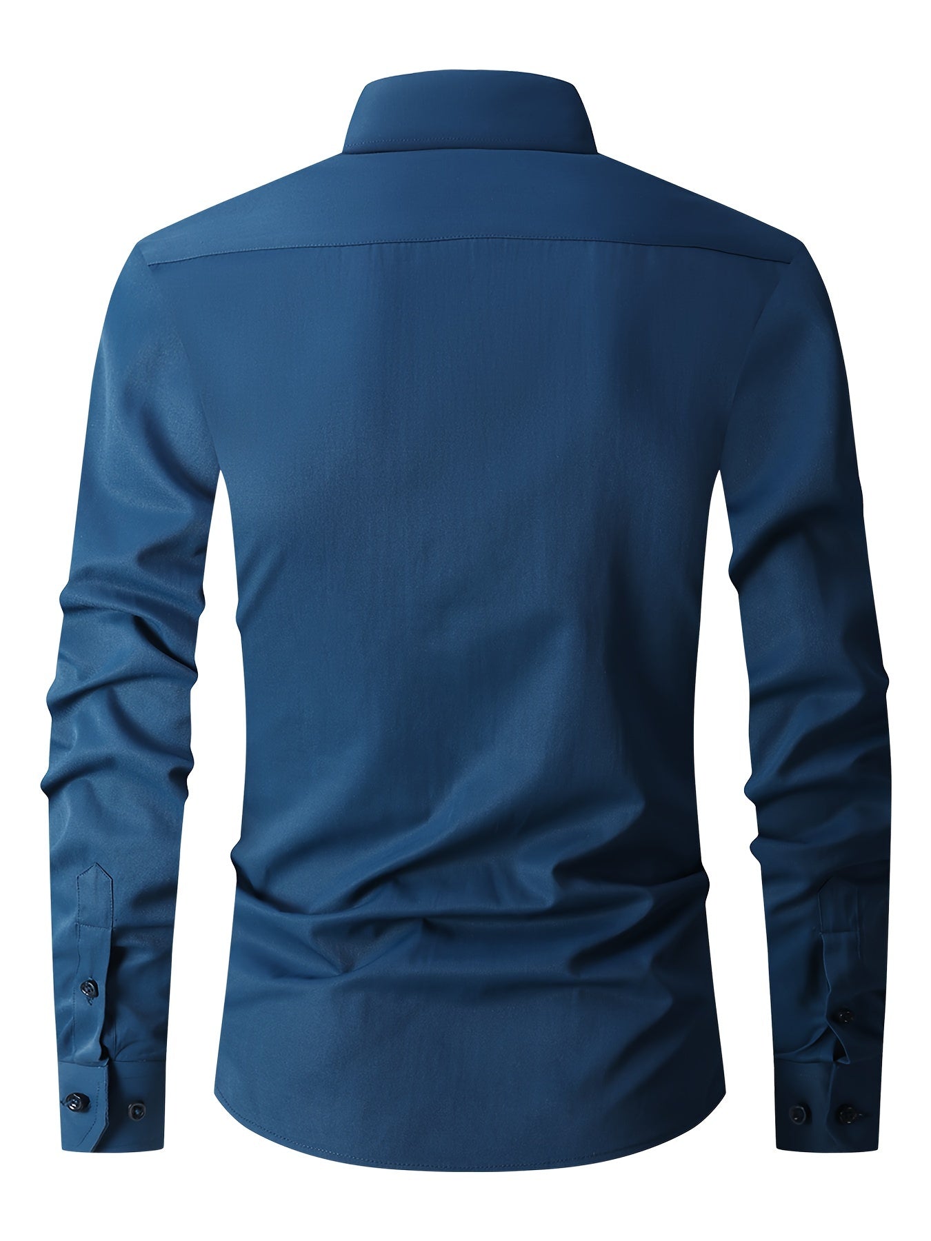 Men'S New Long-Sleeve Shirt, Slim Fit for Young Adults, Business Casual White Shirt in Solid Color, Available in Large Sizes.