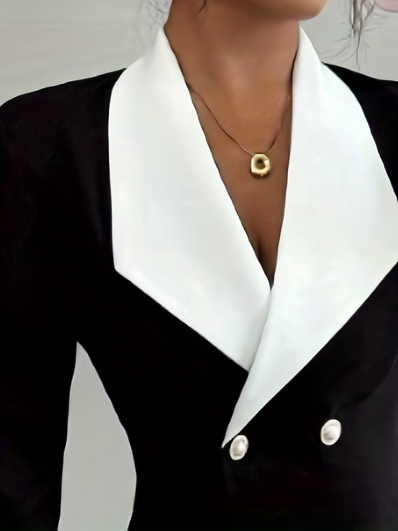 Robe de soirée élégante noire à manches longues contrastées pour femme, avec fermeture croisée et col à revers - Coupe trapèze structurée, lavable en machine, idéale en toute saison pour les fêtes, mariages, galas