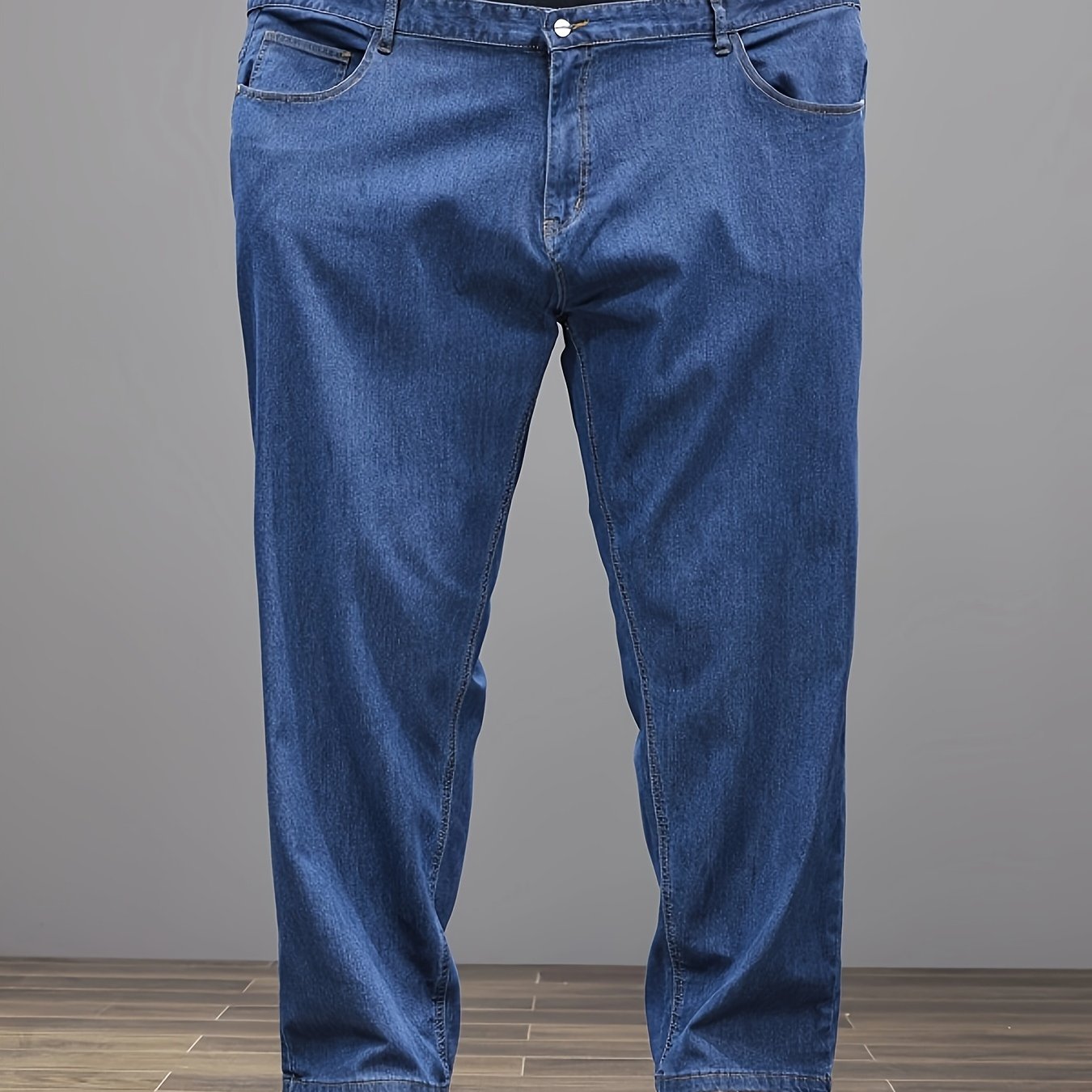 Jeans Homme Grande Taille – Bleu Clair, Jambe Droite, Taille Élastique, Stretch, Tout Saison