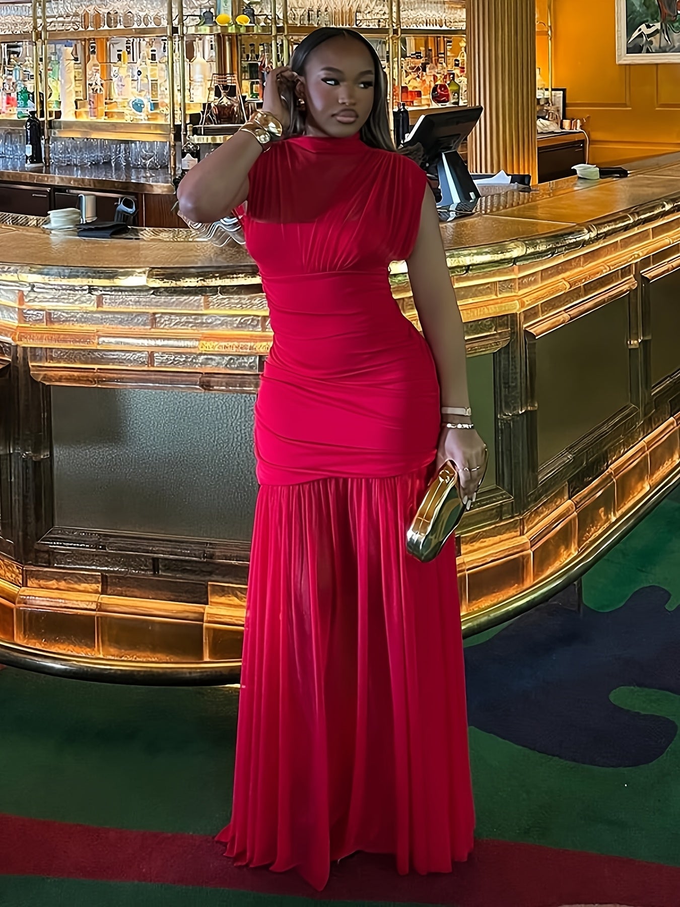 Robe Longue Élégante Femme – Coupe Slim Sans Manches