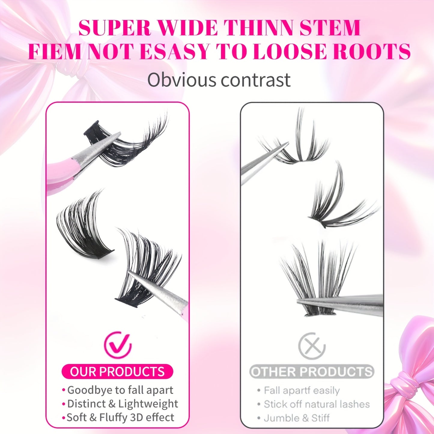 600/200 pcs Cils Individuels – Kit d’Extensions DIY 30D/40D/50D, Inclus Pince et Brosse Douce, Cils Réutilisables, Parfaits pour Maquillage de Soirée, Scène et Festivals