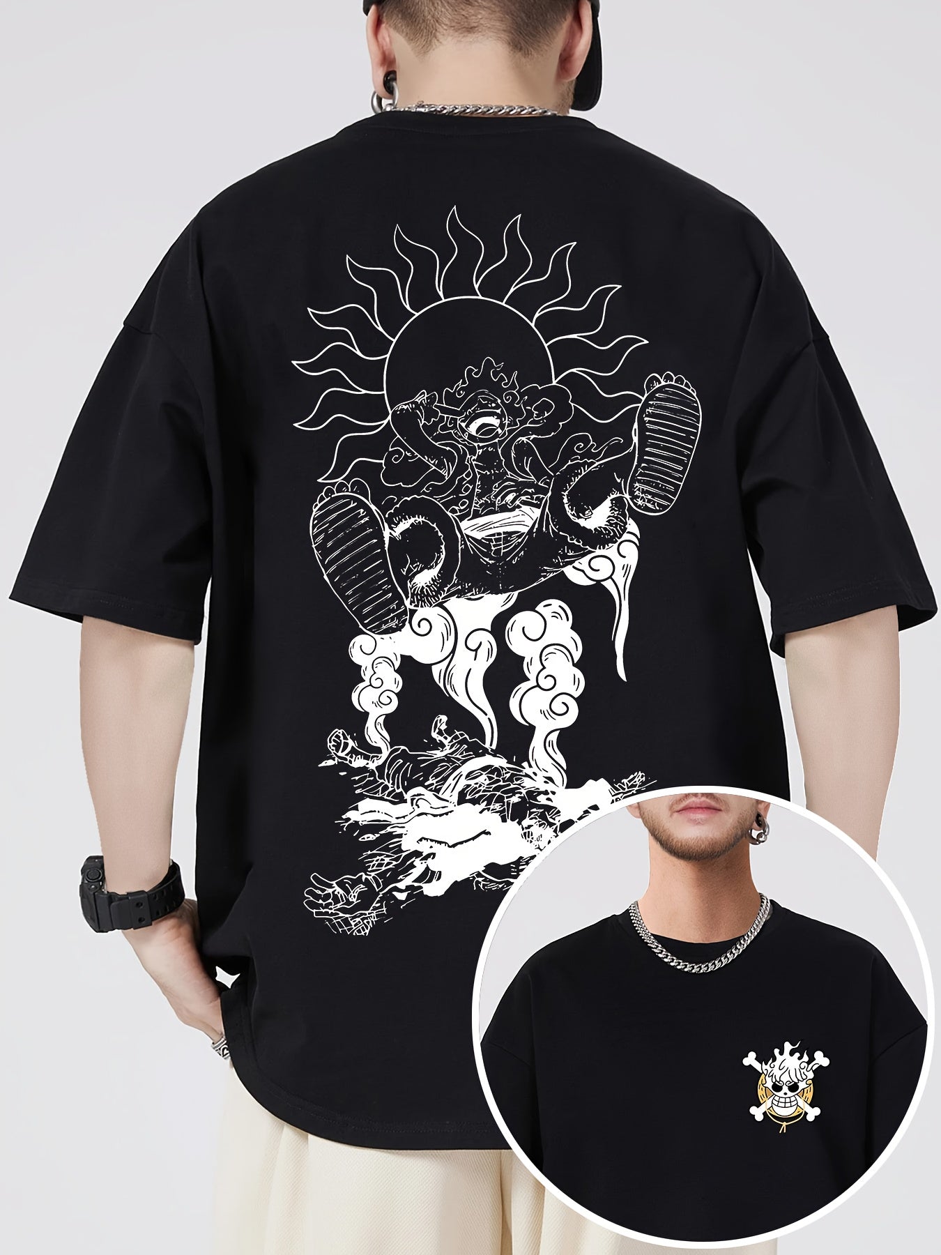 Men's & Women's 100% Cotton Anime Sun God & Japanese Manga Graphic T-Shirt - Breathable Summer Casual Round Neck Tee with One-Sword Sword Art Online Design for Outdoor Sports, Beach, Parties & Casual Attire - Ideal Gift for G