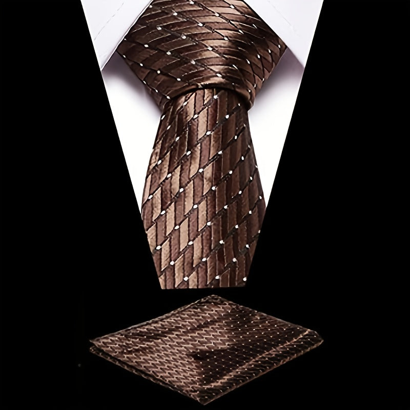 Coffret Cadeau Homme – Cravate Jacquard Classique et Pochette, Idéal Saint-Valentin