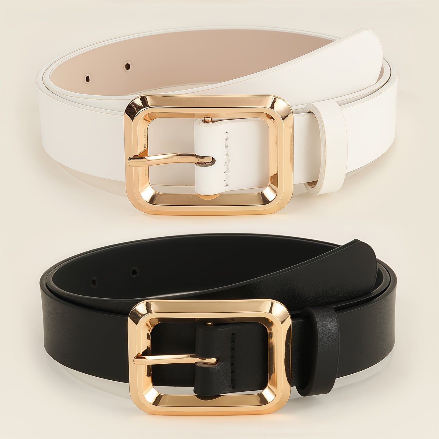 Ceinture Femme à Boucle Carrée Métal – Style Décontracté Bureau, Fait Main, Luxe Léger, Simple et Polyvalente, Adaptée T-shirt, Jeans, Robe, Tenue Formelle ou Décontractée